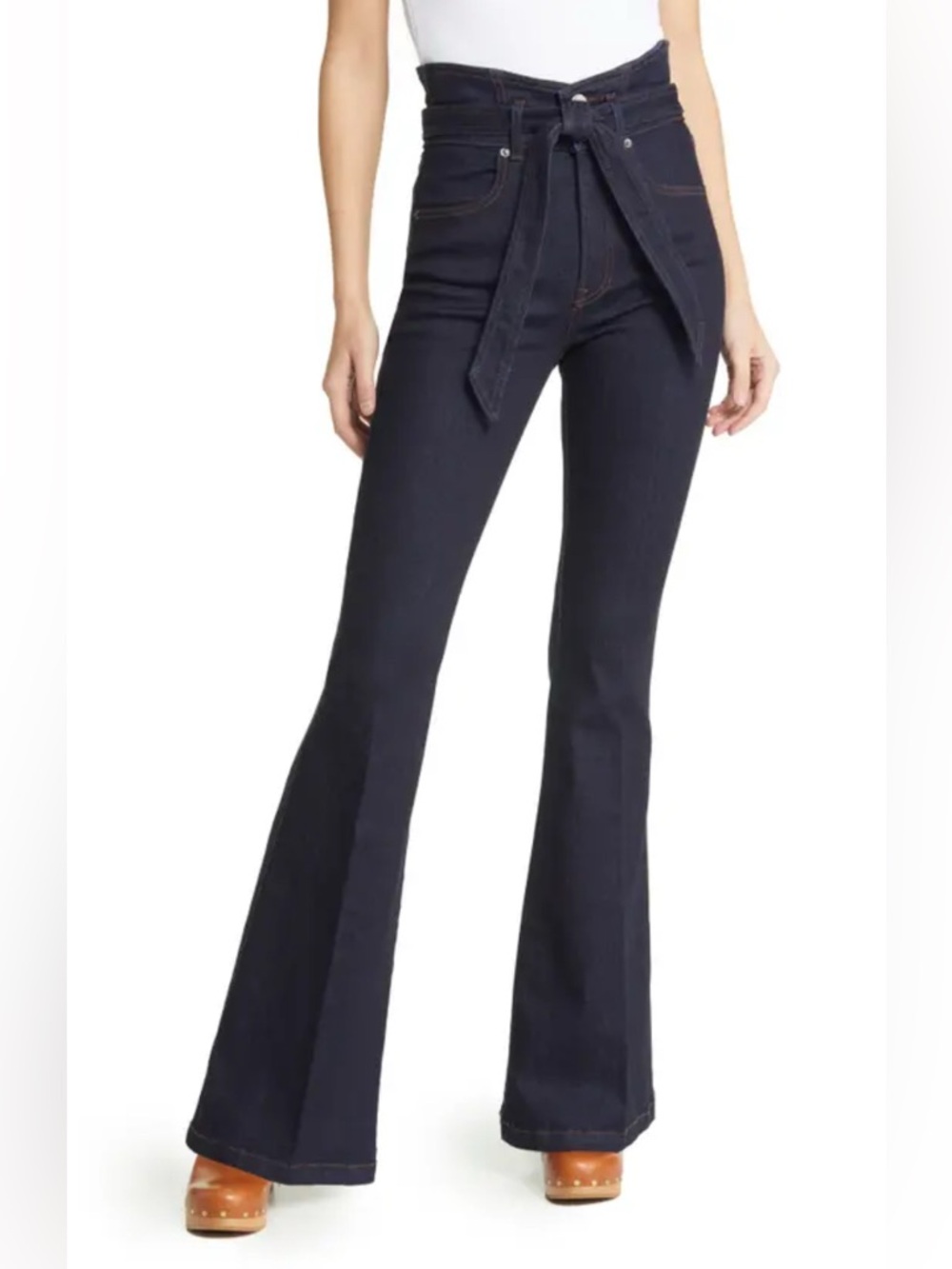 Veronica Beard Sheridan Exaggerated Flare Jeans 25 high rise 70’s designer blue